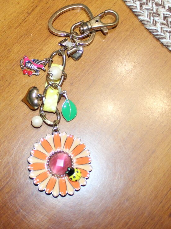 Betsey Johnson Accessories - NWOT Betsey Johnson Floral ladybug bag charm/ key chain  FUN!